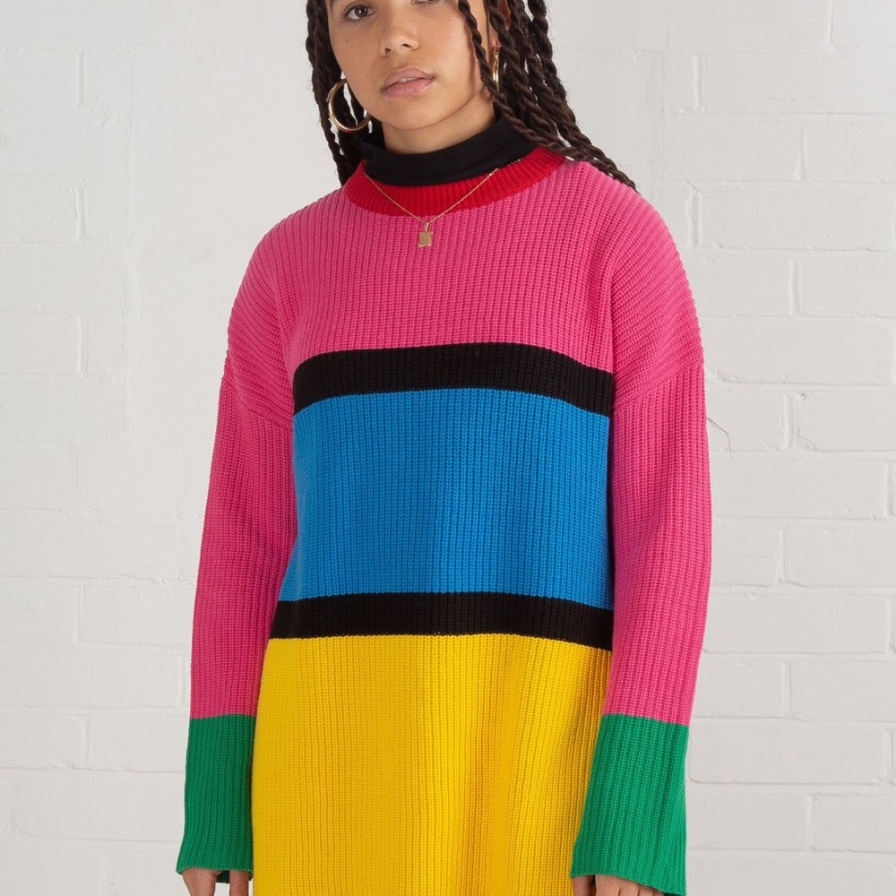 Lazy oaf colorblock knit sweater NWT
